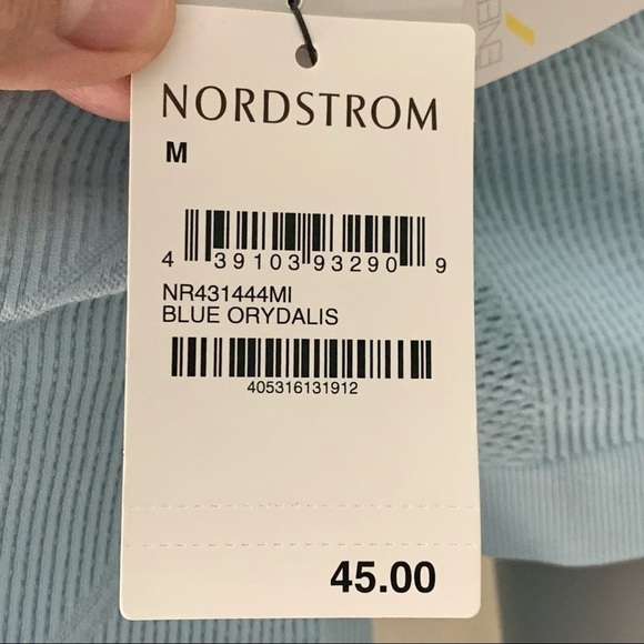 NWT ZELLA Orydalis Stretchy Seamless Short Sleeve Top Blue Workout Athletic SM - Picture 3 of 16